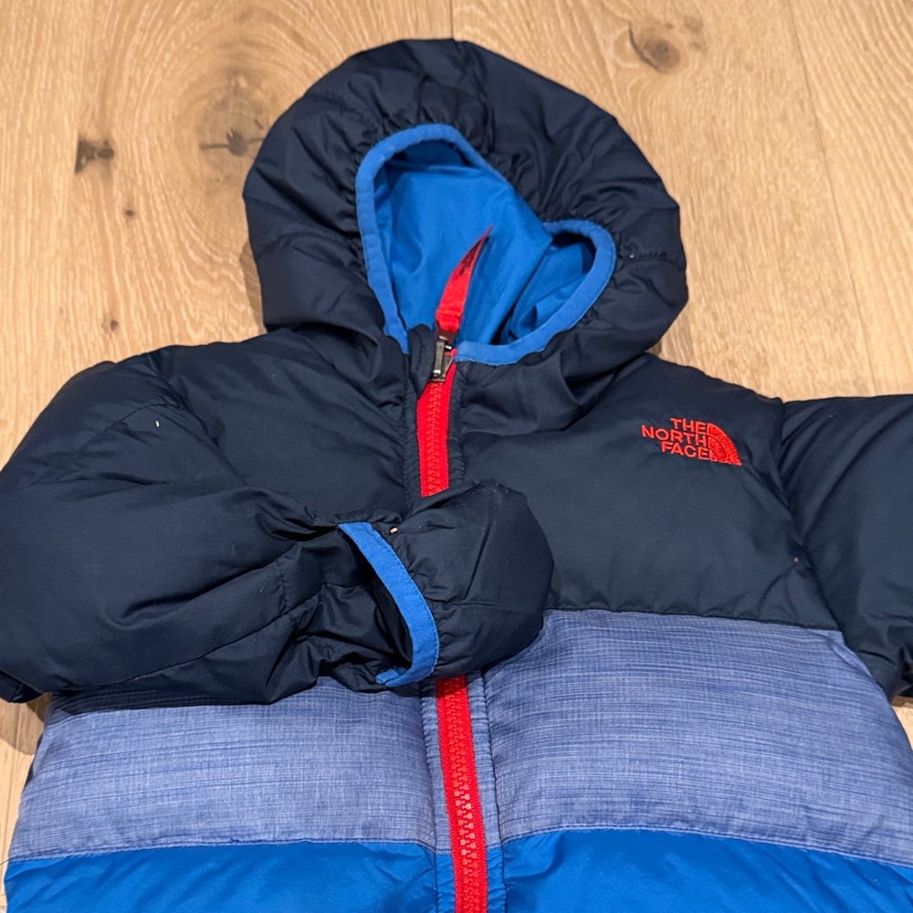 The North Face Dark Blue and Light Blue Hooded Jacket